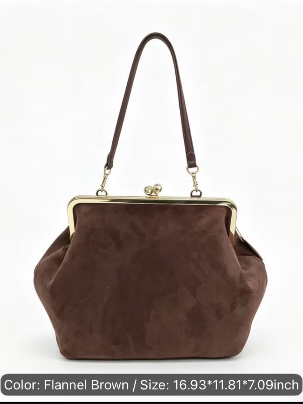 Classic Flannel Brown Frame-Top Handbag